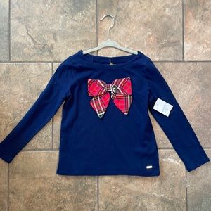 Girls Long Sleeve Christmas Bow top! Size 5T